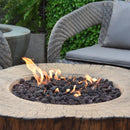 Vuurtafel Manchester Bruin van Elementi gemaakt van glasvezelversterkt beton met een boomstam houtlook