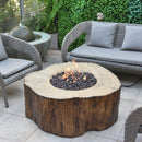 Vuurtafel Manchester Bruin van Elementi gemaakt van glasvezelversterkt beton met een boomstam houtlook