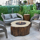 Vuurtafel Manchester Bruin van Elementi gemaakt van glasvezelversterkt beton met een boomstam houtlook