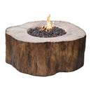 Vuurtafel Manchester Bruin van Elementi gemaakt van glasvezelversterkt beton met een boomstam houtlook
