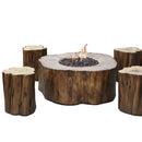 Vuurtafel Manchester Bruin Elementi - SET met vier krukken